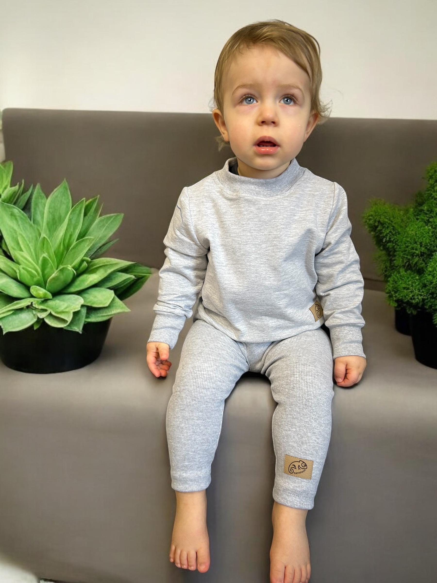 Legginsy prążek SZARY